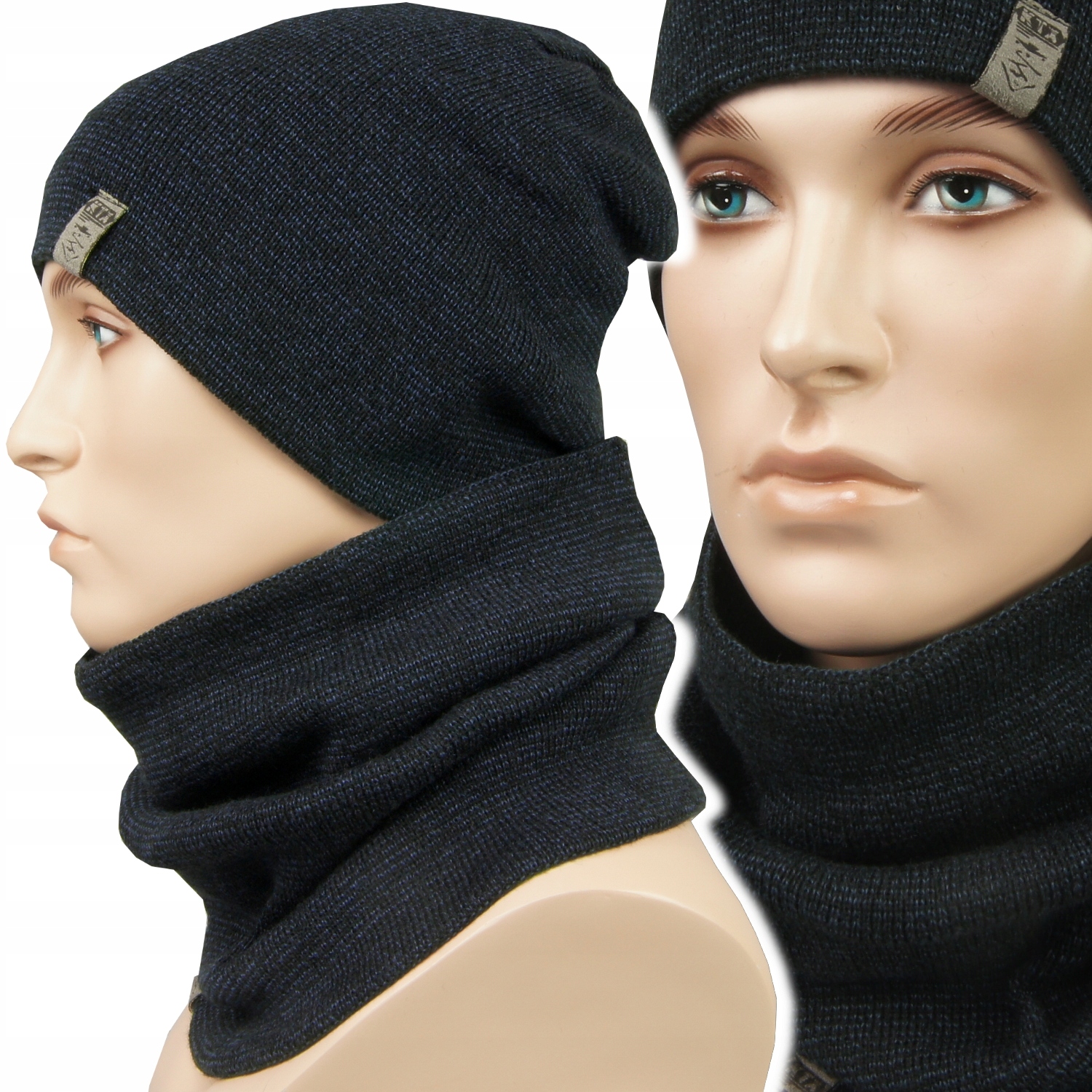 KOMPLET MĘSKI zimowy CZAPKA + KOMIN, MODNE KOLORY