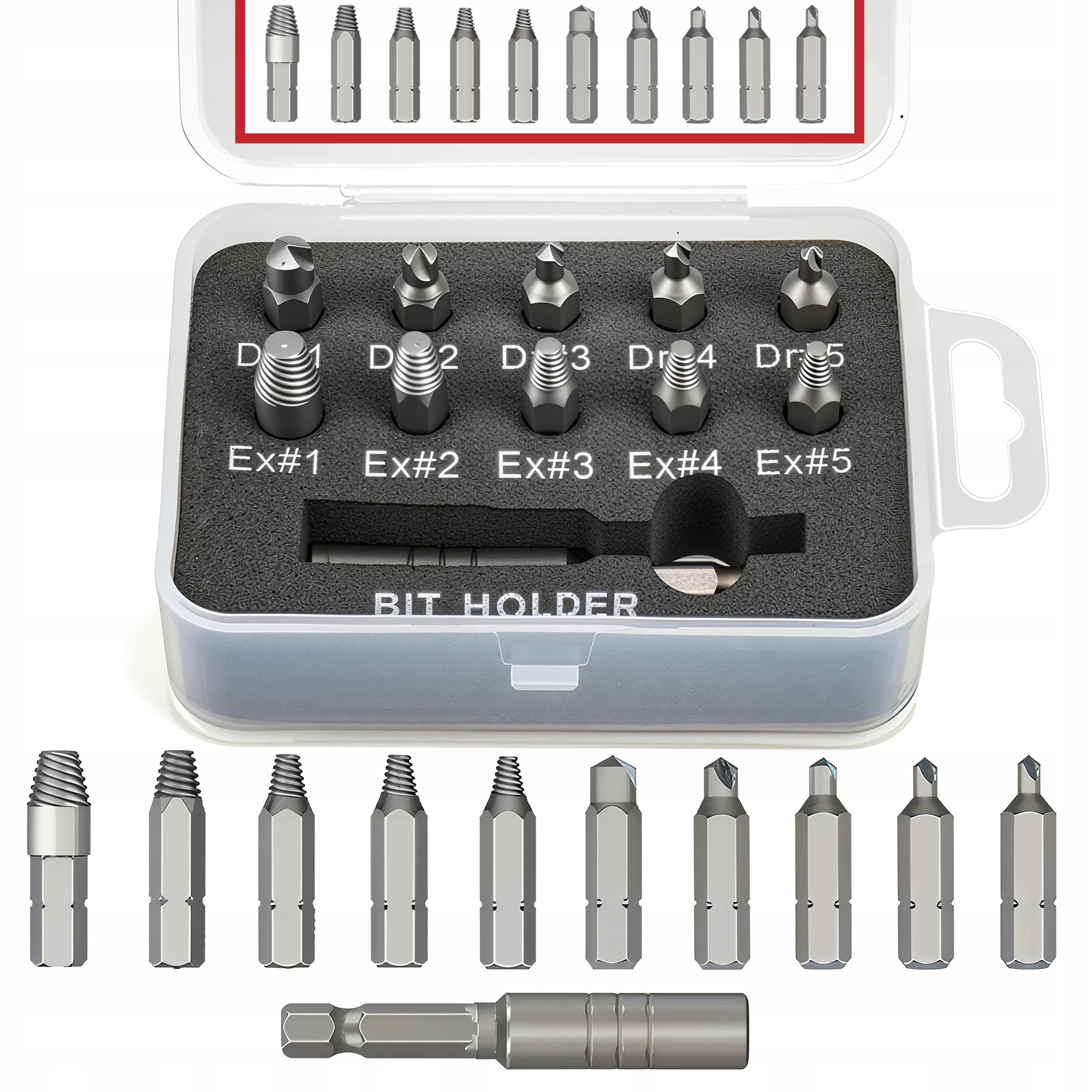 Zestaw Wykrętaków Duże 11 El Do Zerwanych Urwanych Śrub Bity Etui Macseo_pl