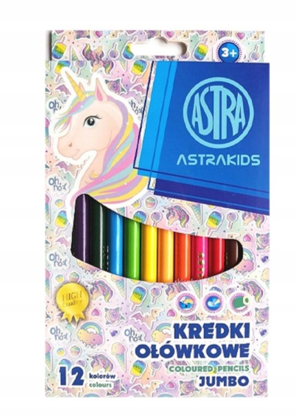 Kredki ołówkowe okrągłe Jumbo ASTRAKIDS Unicorn -