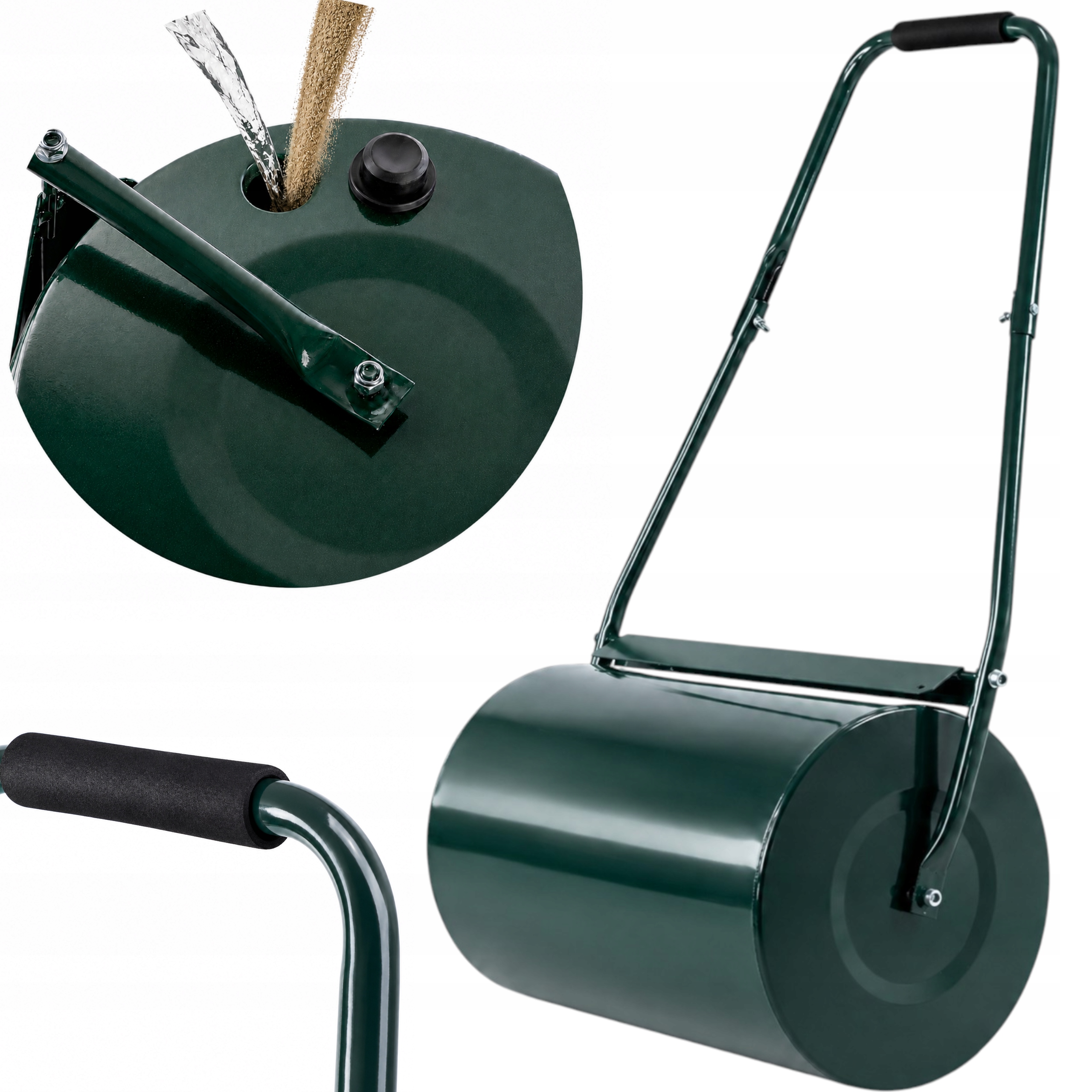 Walec do trawy ogrodowy metalowy 45L 60cm do równania trawnika zielony