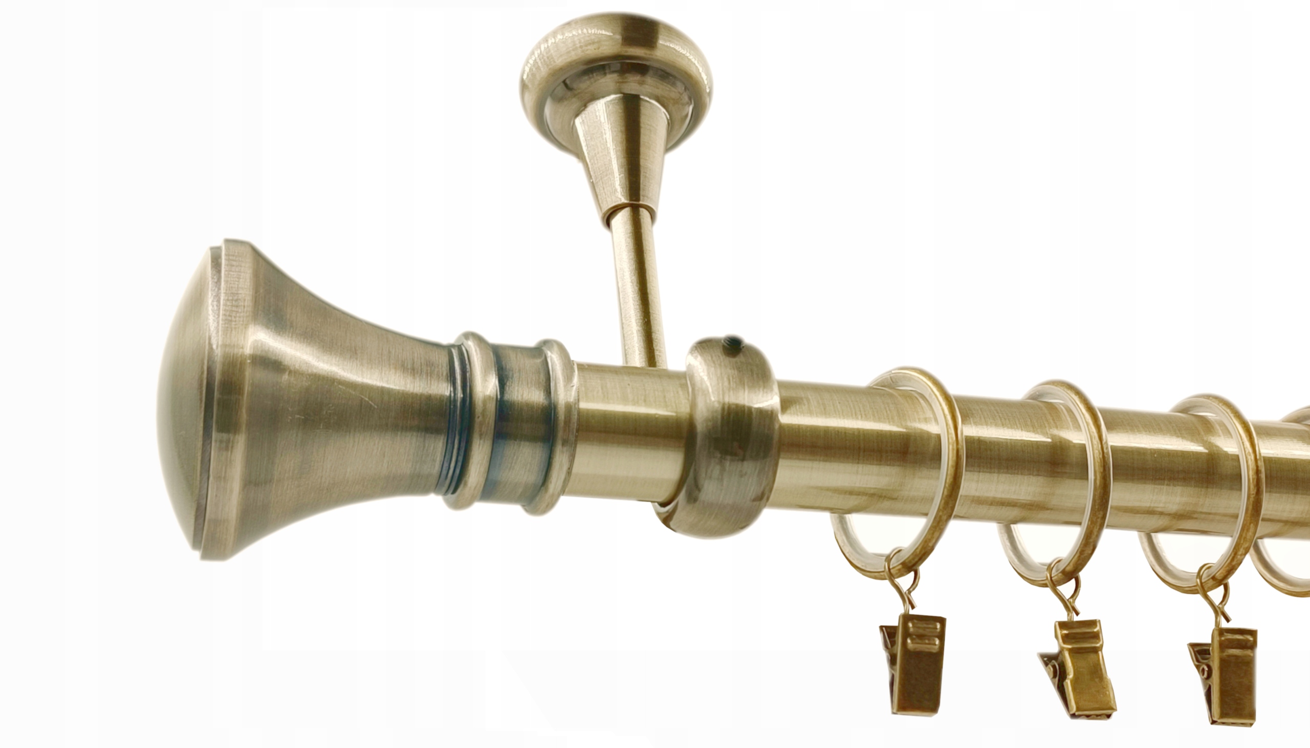 Jednoduchá Garnýž Stropní Kovový zlatý antik mix koncovek 25 mm 140 cm