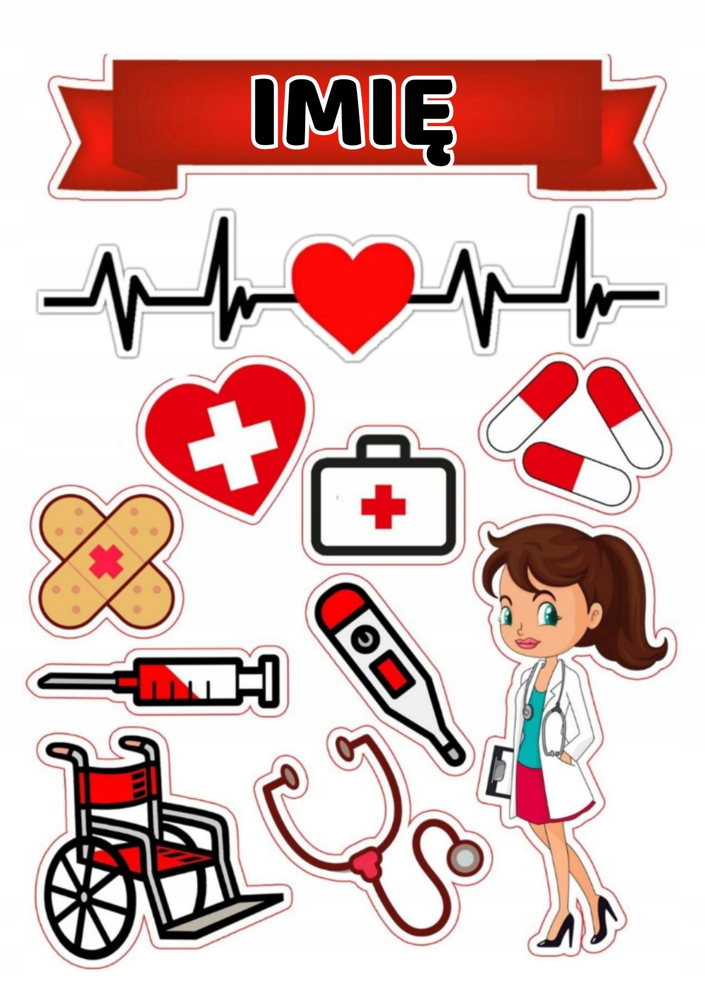 Wydruk na masie pielęgniarka szpital Imię