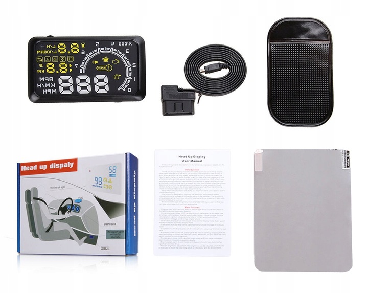 WYŚWIETLACZ PROJEKTOR HUD OBD2 FOLIA HUD HED UP HUD NA SZYBĘ LED LCD HUD EAN (GTIN) 642613618571