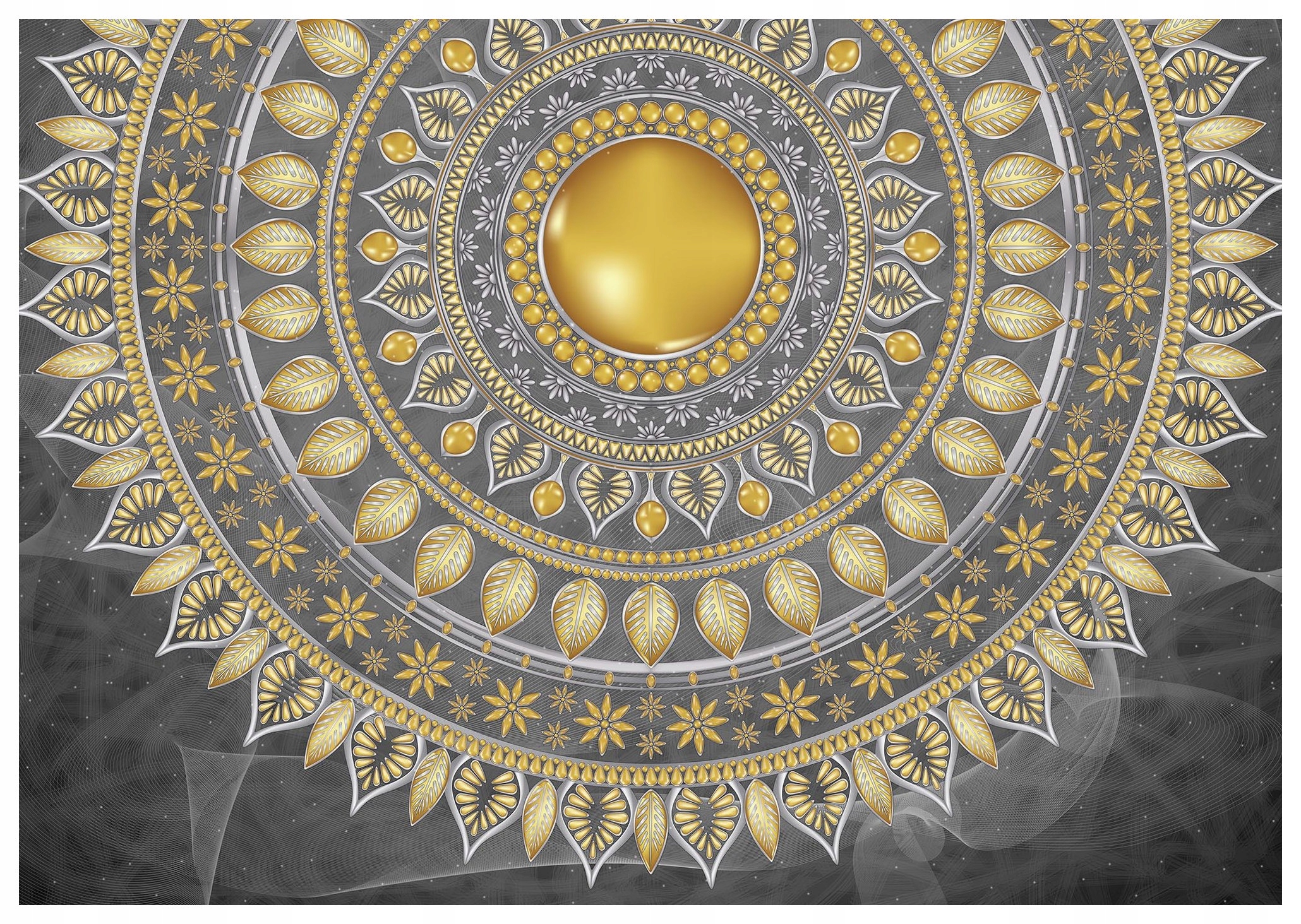 Tapeta Mandala zlato šedá luxus elegancia vinylový ornament 312x219 lepidlo