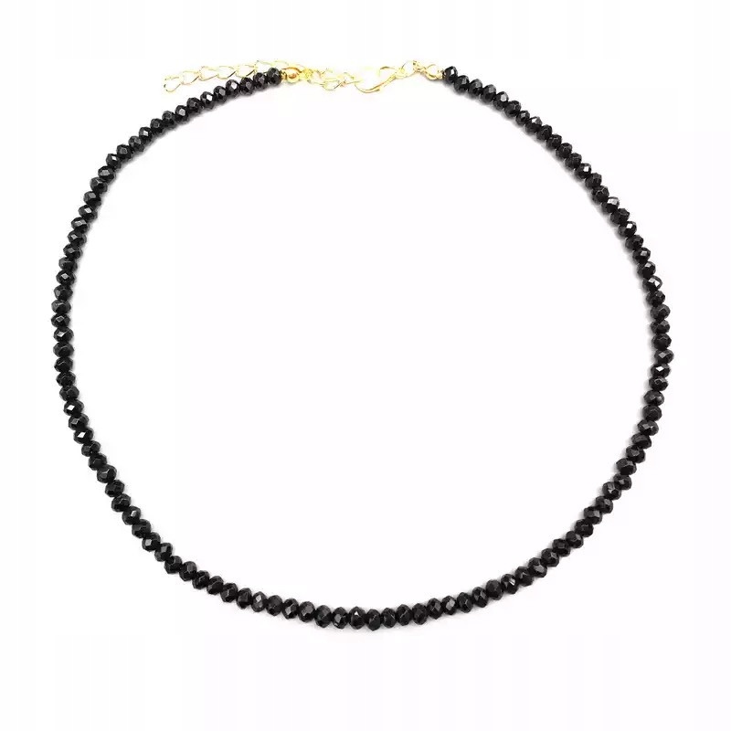 

Naszyjnik choker koraliki drobne mini czarne błysk
