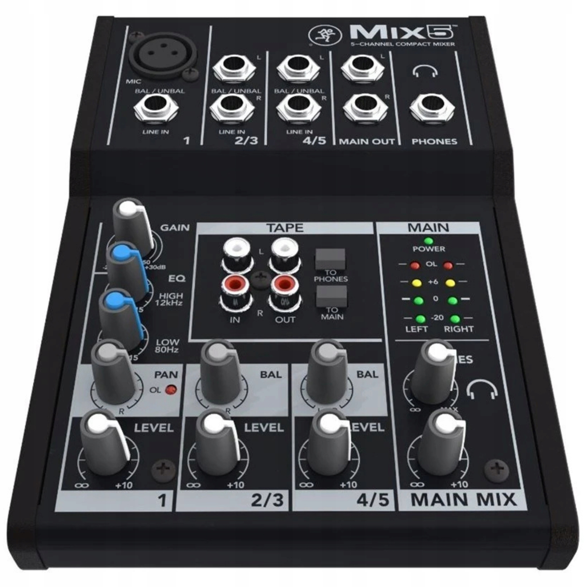 Mackie Mix5 Analógový 5-kanálový mixér Kovové puzdro Preamp Eq