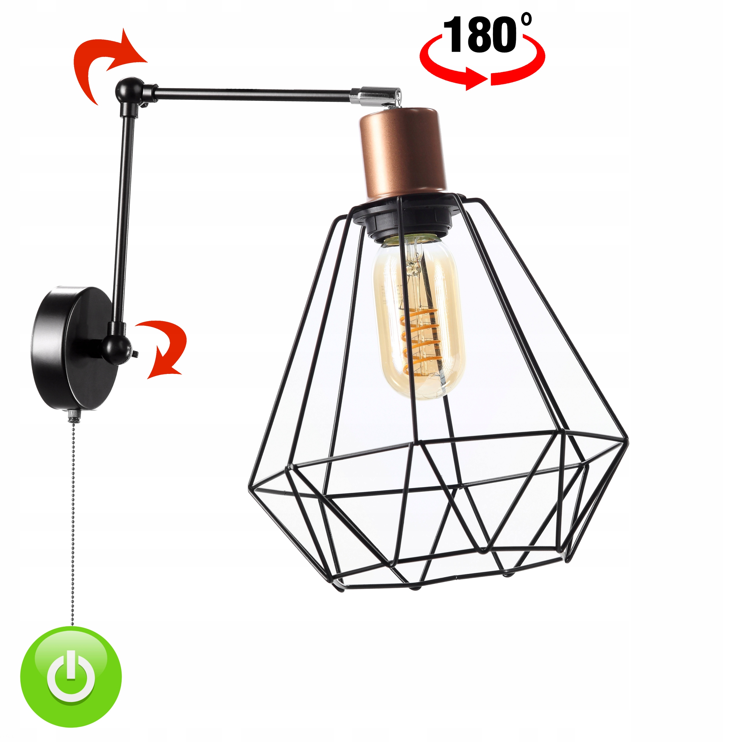 Loftové nástěnné svítidlo s Regulací a Led Spínačem E27