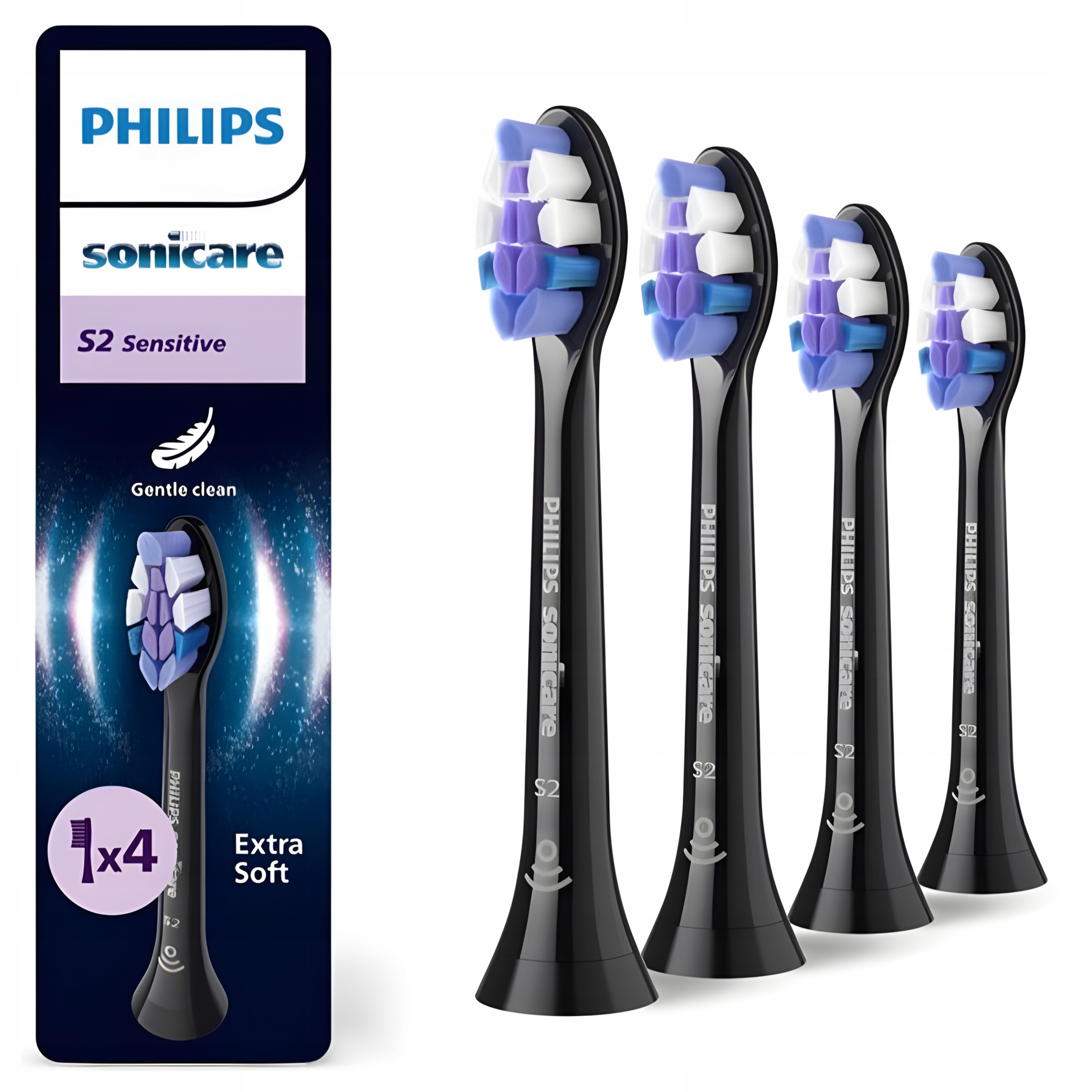 Końcówki do Szczoteczki Philips Sonicare S2 Sensitive 4-pak Czarne