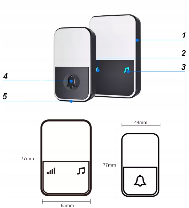 Dzwonek bezprzewodowy do drzwi + 2xOdbiornik 300m Napięcie 230 V