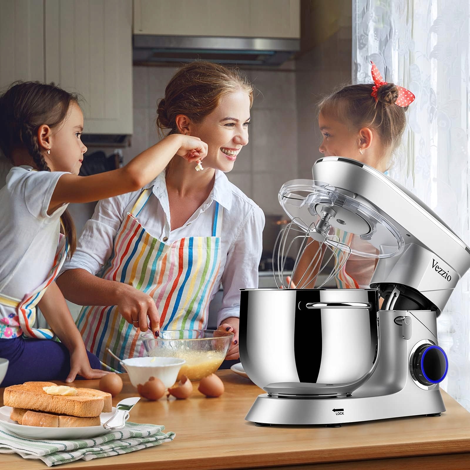 VEZZIO Robot Kuchenny 1500W Cichy 10 Prędkości 8.5L Misa Stalowa — miniatura 7