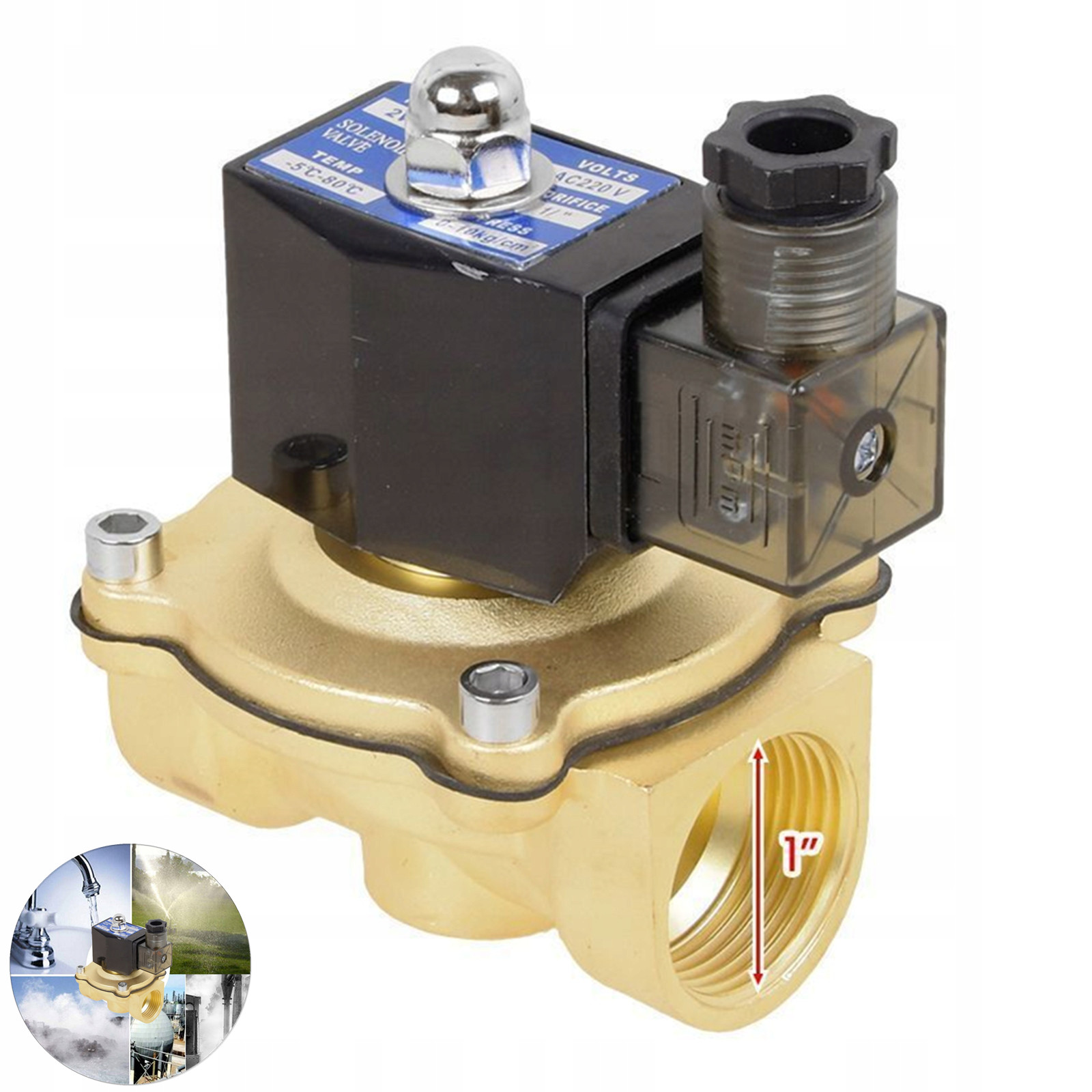 1" Mosazný Elektromagnetický Ventil 220 V Nc 0-10 Mpa