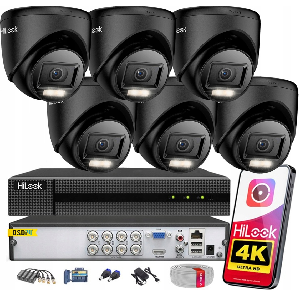 Venkovní monitorovací sada 6 kamer 8MPx 4K HiLook Hikvision Ahd Šroubovák