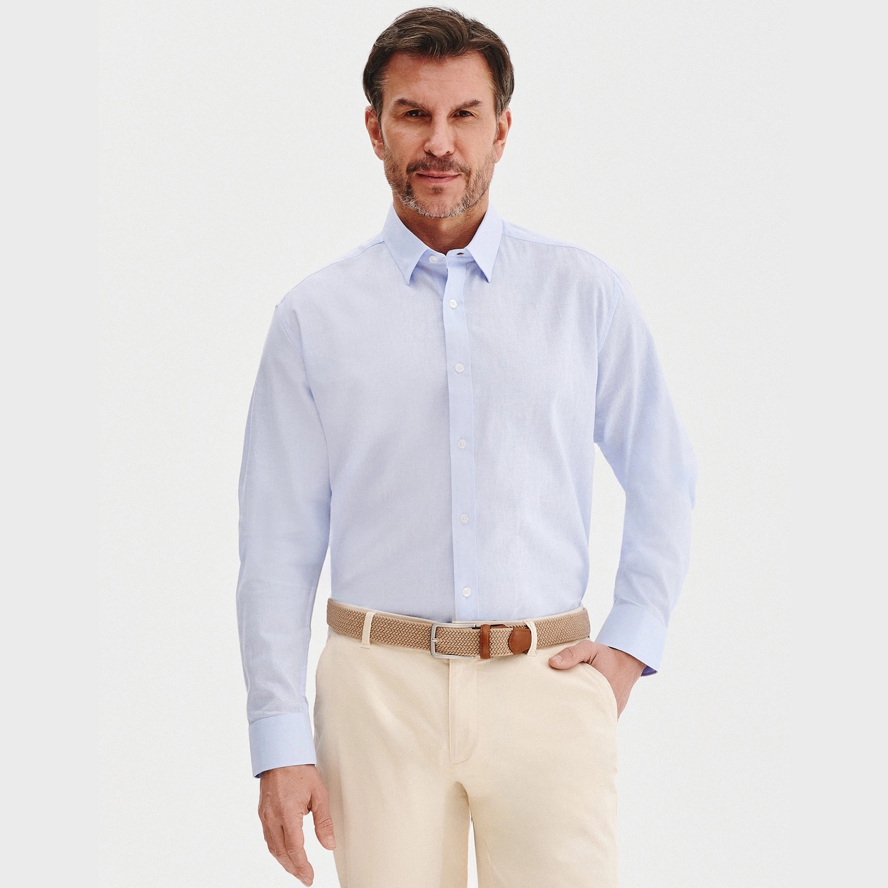 Modrá lněná pánská košile Regular Fit Pako Lorente vel L