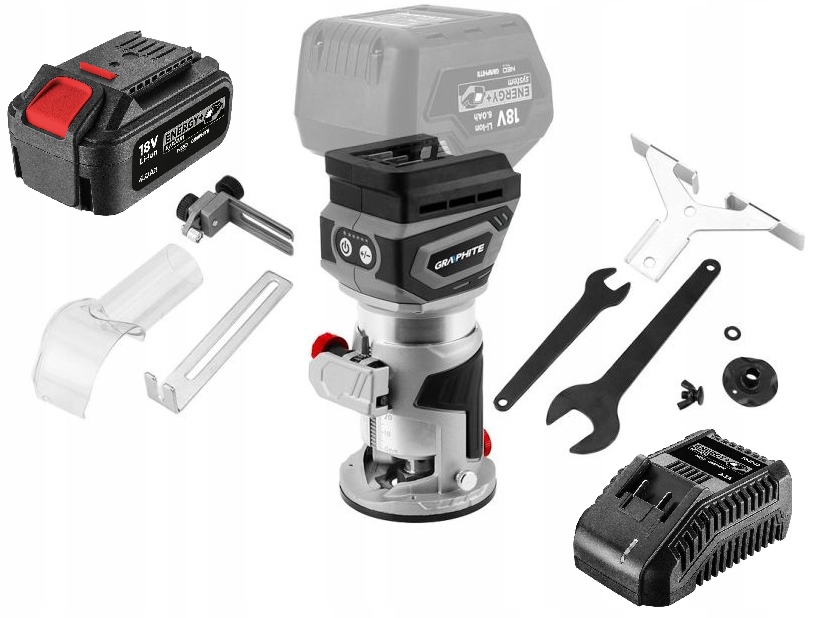 Frezarka bezszczotkowa akumulatorowa Energy+ 18V GRAPHITE 4H ZESTAW