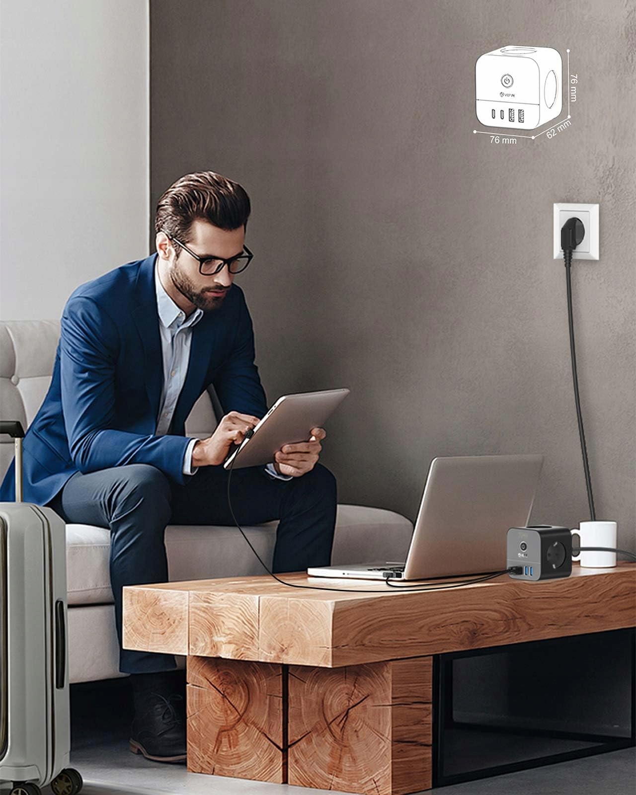 VEFVE Ładowarka USB-C 70W Listwa Zasilająca 7w1 3m Szybkie Ładowanie — miniatura 7