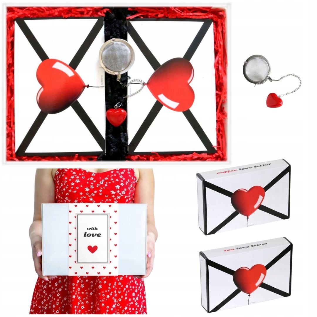 Levně Klasický Lovebox s milostnou zprávou, sada aromatizovaných káv a čajů