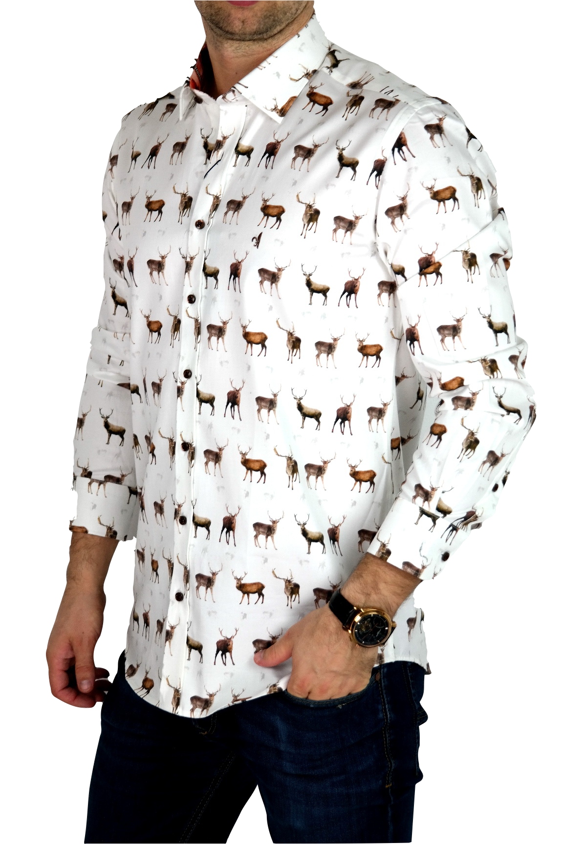 DANIEL BESSI Koszula męska fb637 jelenie M 39/40 Rozmiar M