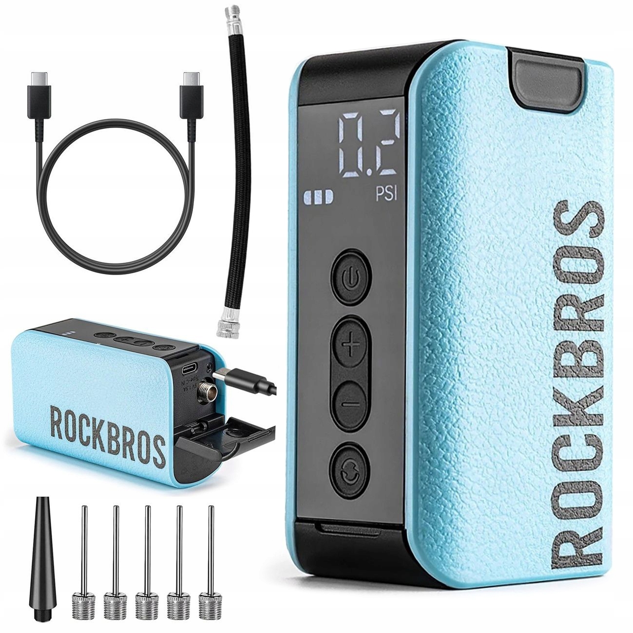 Rockbros, Mini Kompresor na míče, Pumpička, Akumulátor a Displej 20 Psi