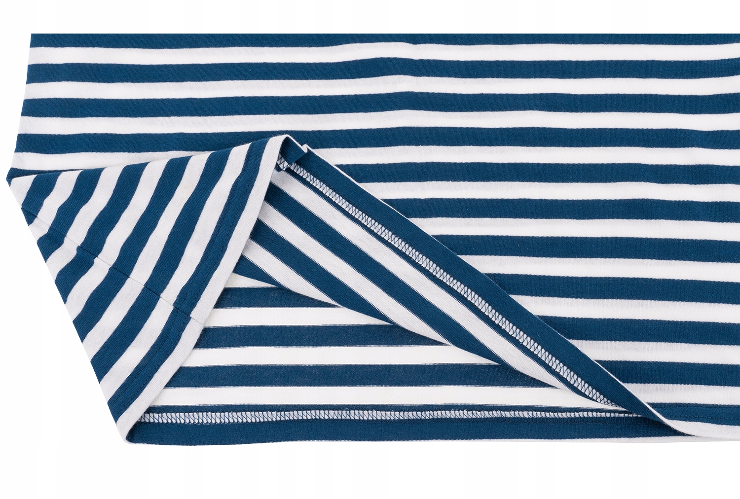 KOSZULKA MĘSKA T-SHIRT W PASKI MARYNARZ BAWEŁNA L Dekolt okrągły