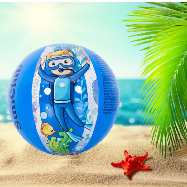 DMUCHANA PIŁKA PLAŻOWA DUŻA KOLOROWA DO WODY NA BASEN PLAŻE NUREK 40CM Kolor niebieski