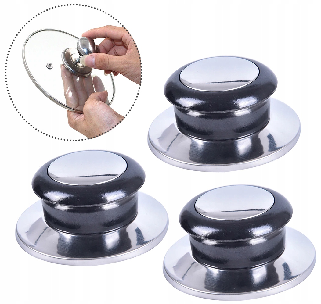 GAŁKI DO POKRYWEK 3szt UCHWYTY DO PATELNI GRARNKA