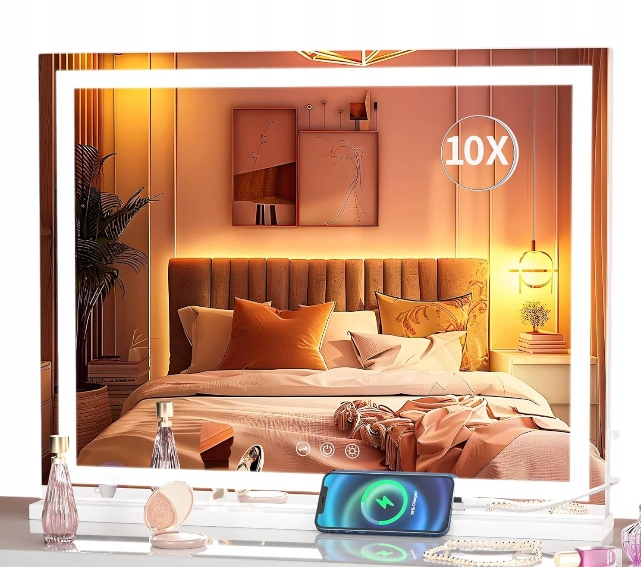 Hasipu Led kozmetické zrkadlo 58,4 x 45,7 cm, podsvietené, 3 režimy, biele