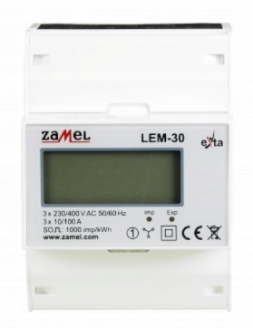Licznik podlicznik ENERGII 3-FAZOWY prąd max 100A 3x230V/400V LEM-30 ZAMEL EAN (GTIN) 5905255942226