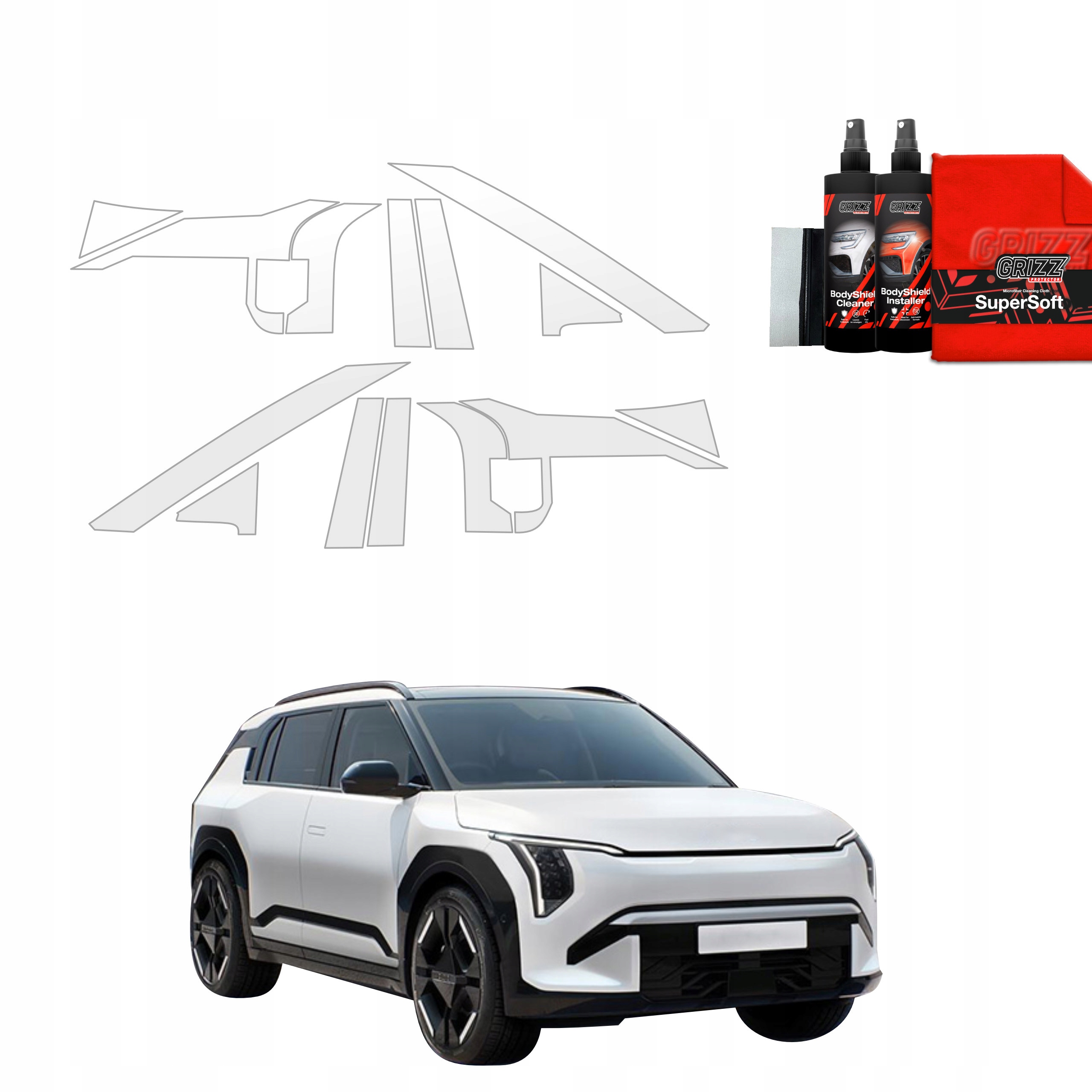 14v1 Fólie Ppf dýha na sloupky pro Kia EV3 Gt Line (2025)