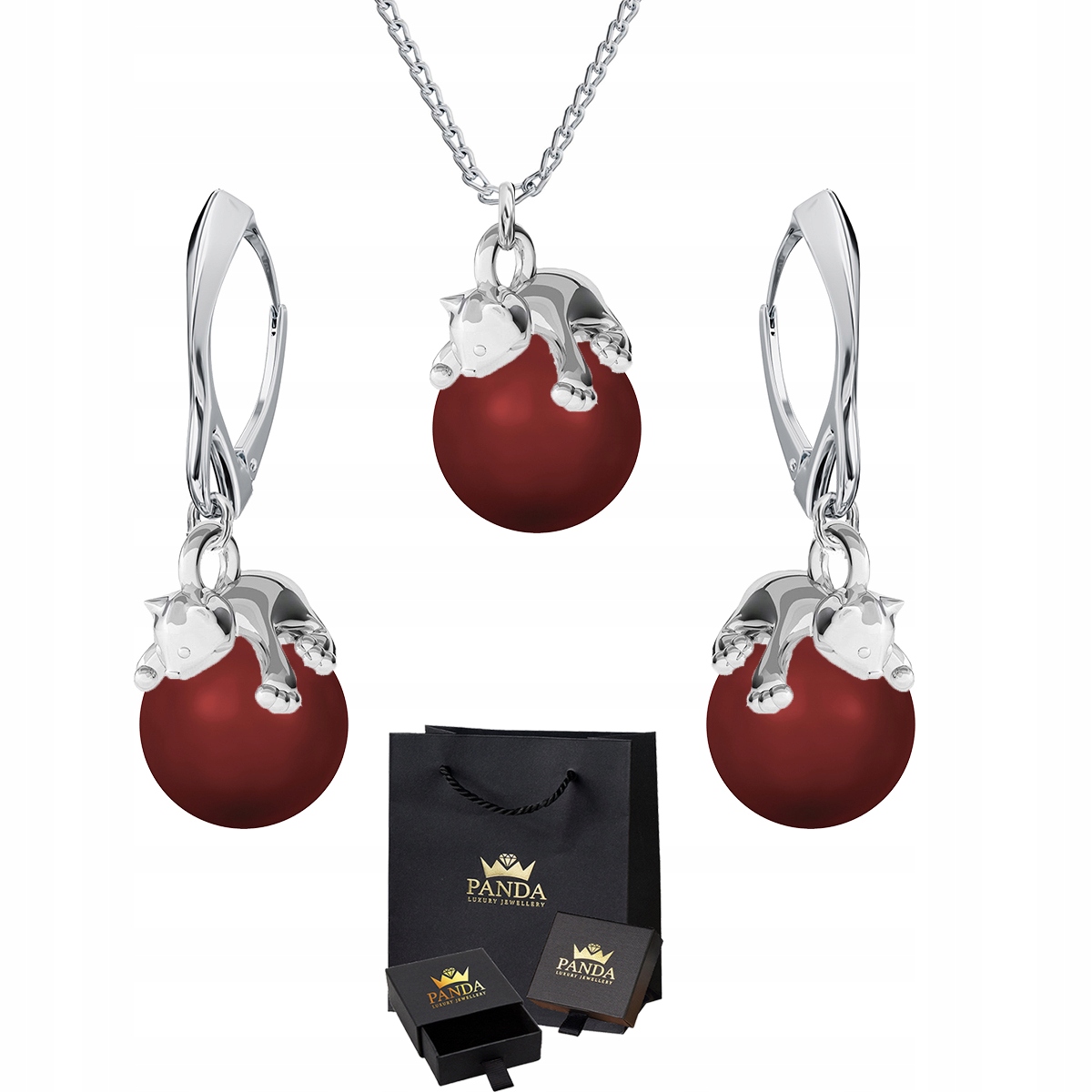 

Komplet Biżuterii Kotki Swarovski Srebro 925