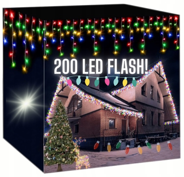 Světelný Závěs Rampouchy Venkovní 200 Led Světýlka Flash Multikolor