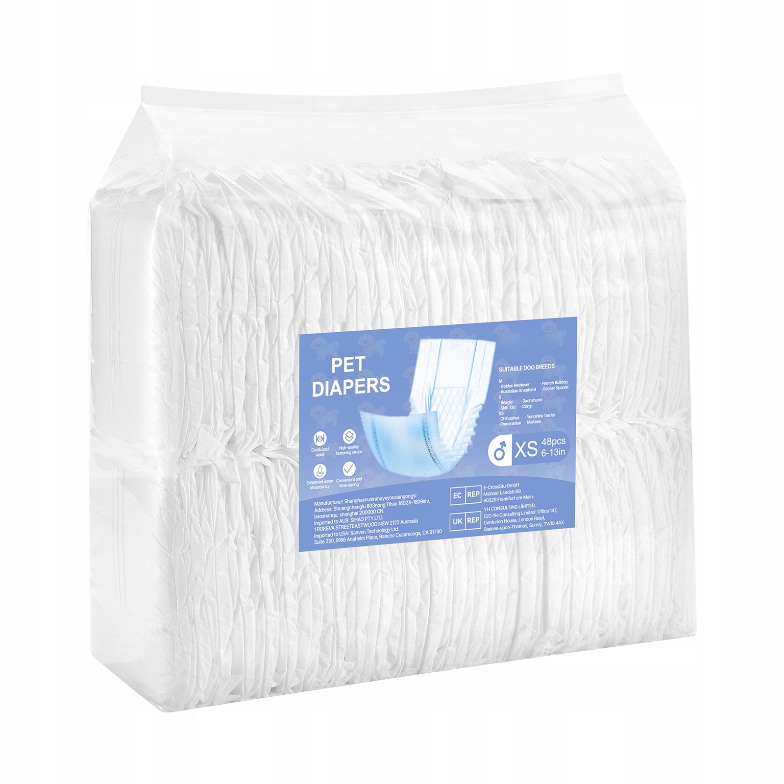 Levně Plenky pro psy 96 Ks Xs Velikost Superabsorpční pro psa mužského pohlaví