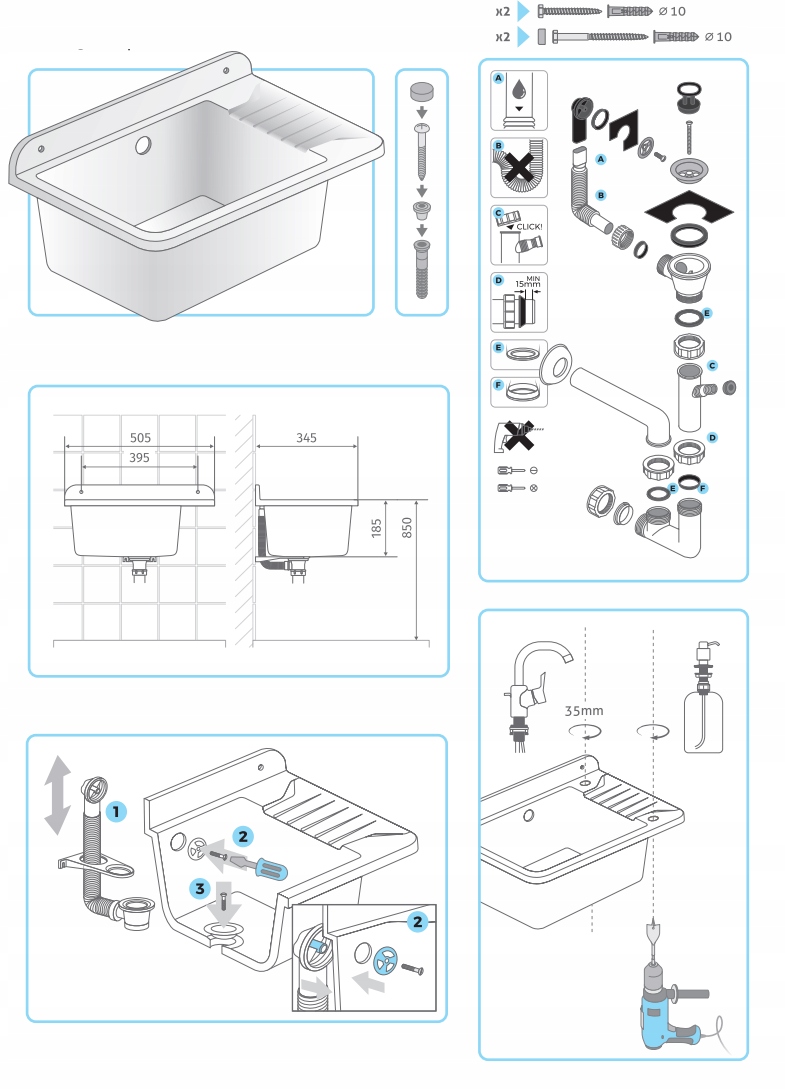 ZLEWOZMYWAK ZLEW GOSPODARCZY PRZEMYSŁOWY KOMORA GOSPODARCZA BATERIA GRATIS Rodzaj podwieszany
