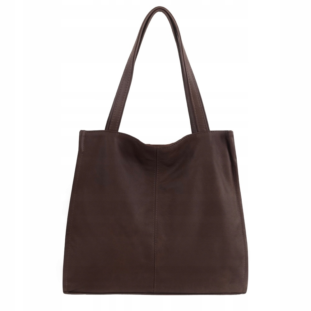 Czekoladowa Torebka Skóra Naturalna A4 Ciemny Brąz Torebka Skóra Shopper