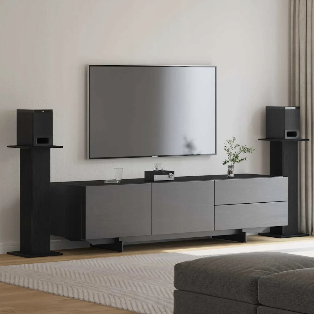 vidaXL Stojaki na głośniki 2 pcs Czarny Dąb 30 x 30 x 80 cm