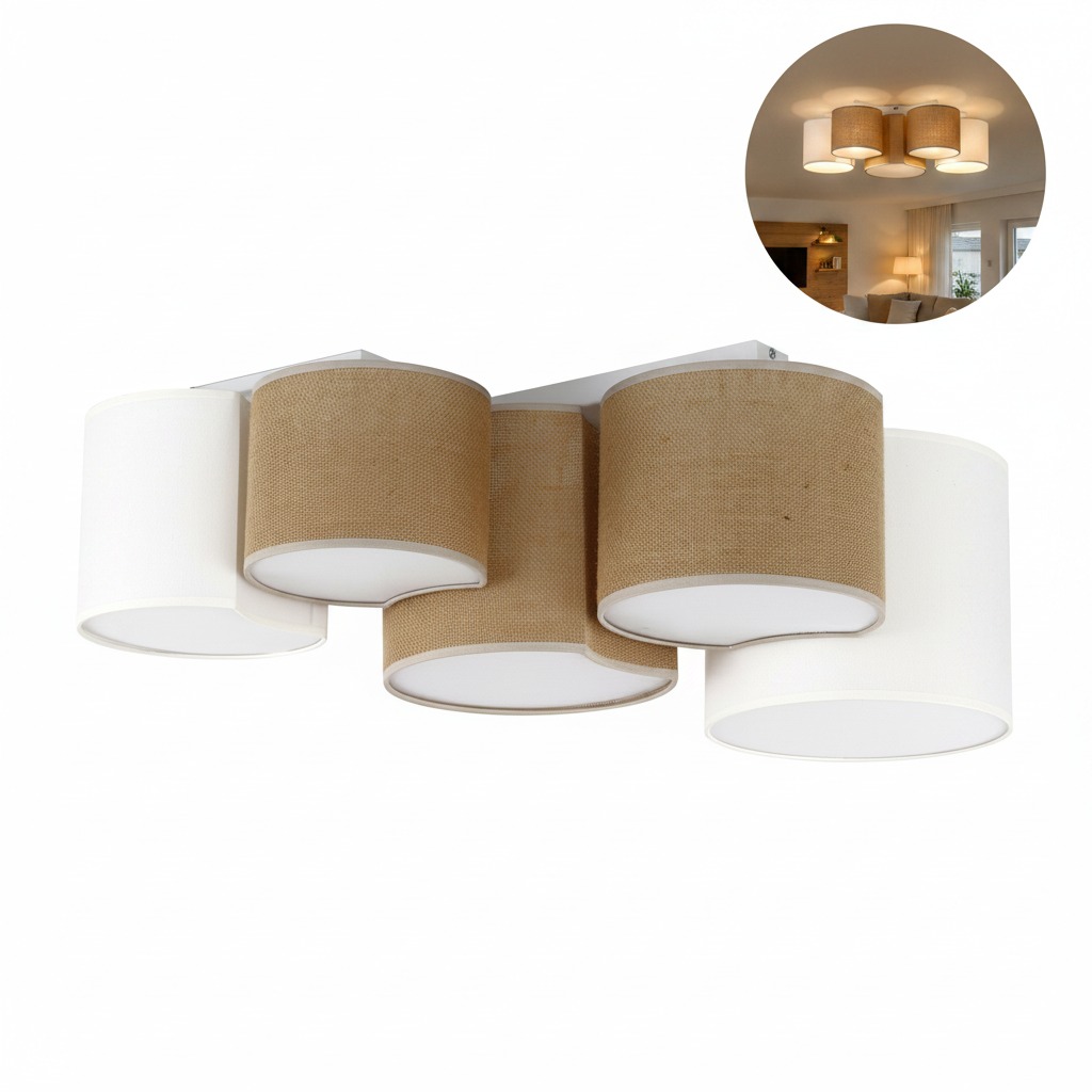Prírodná boho stropná lampa do obývačky Mona Juta Tk Lighting