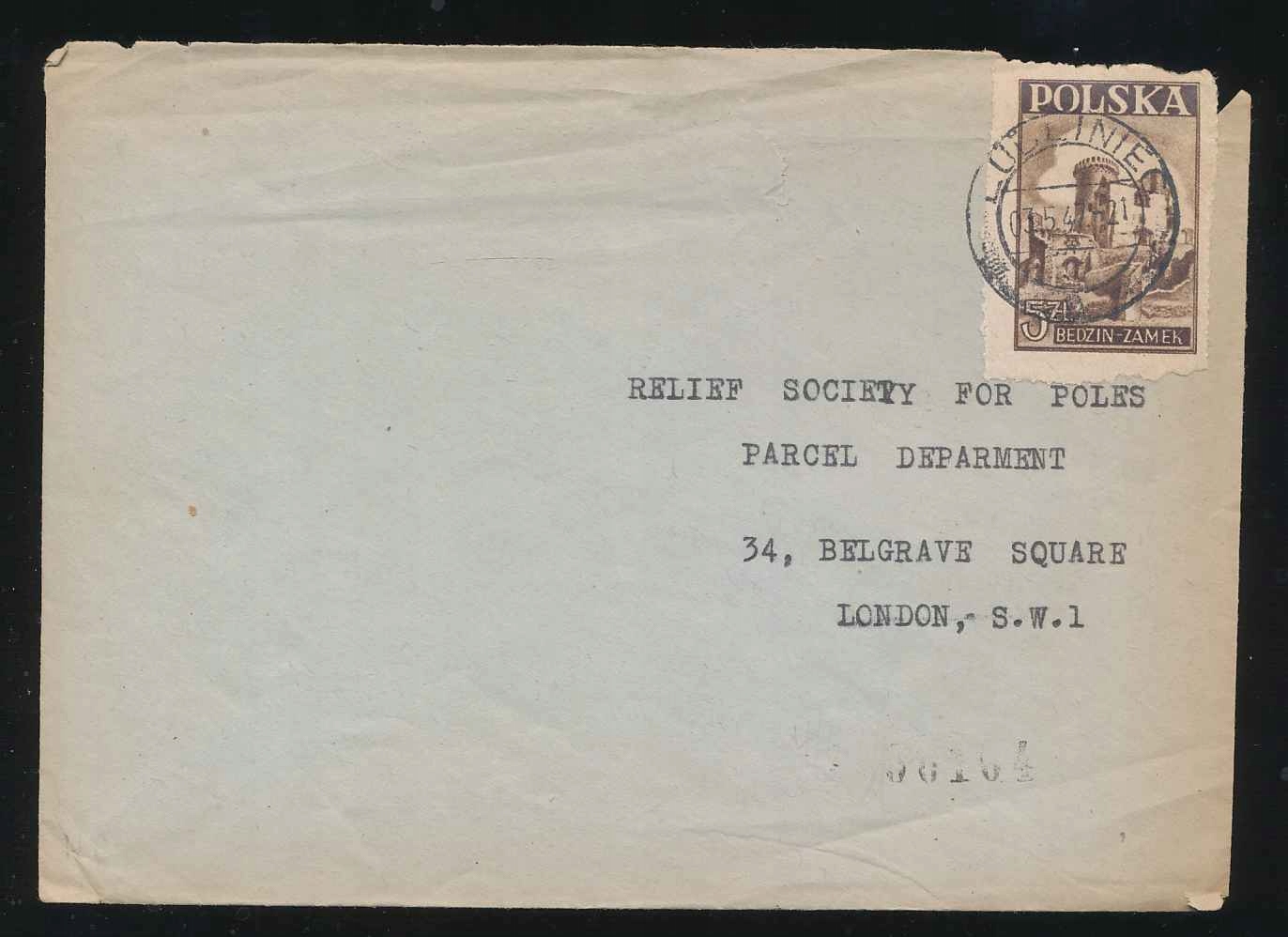 1947 GÓRNY ŚLĄSK, PROWIZORIUM, koperta LUBLINIEC.
