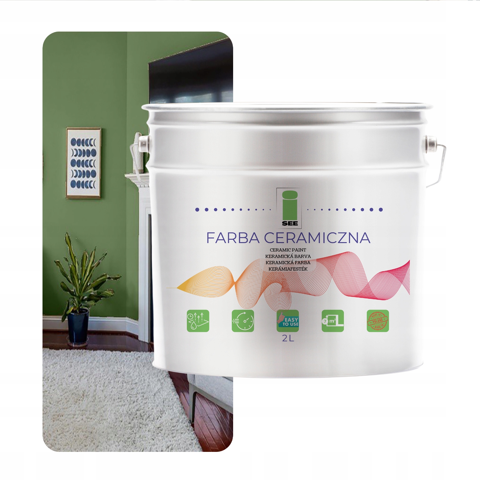 Keramická Umývateľná Zelená Olivová Farba Na Steny 2 L, Odolná Voči Škvrnám