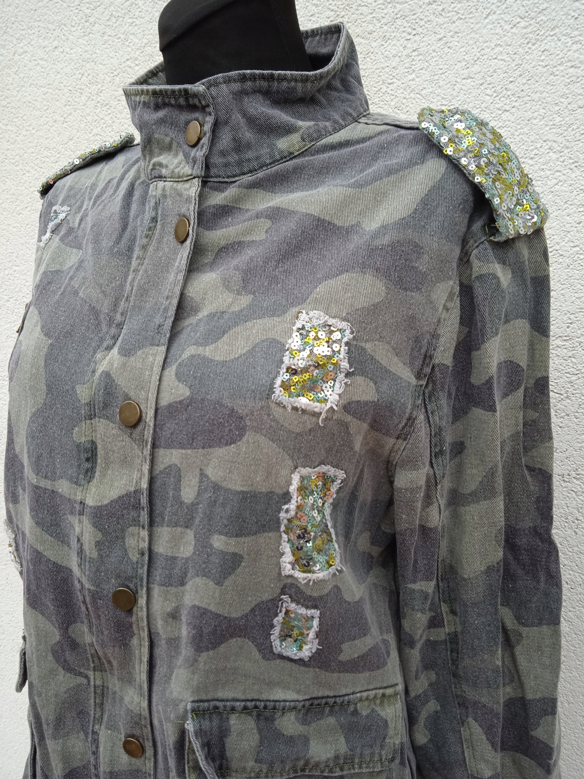 L CIMINY WIOSENNA KURTKA MILITARNA MORO Z CEKINAMI Marka inna