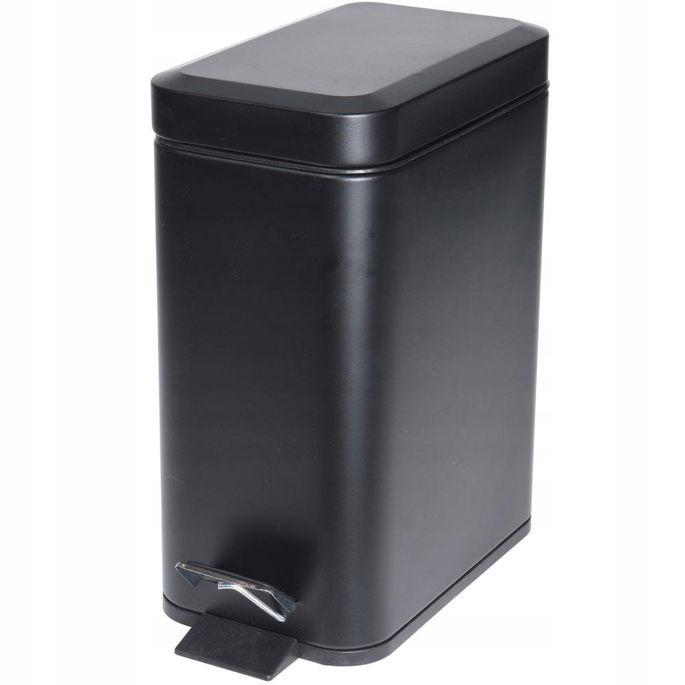 Levně Odpadkový koš Kovový černý 5L Koupelnový Kov Úzký Kancelářský Elegantní