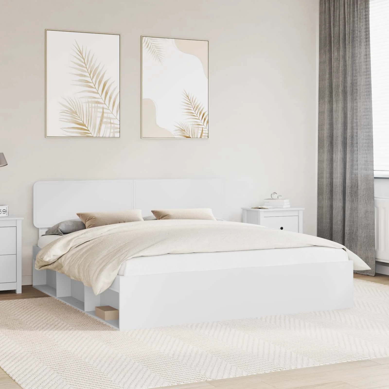 vidaXL Rám postele s čelo Bílá 180 x 200 cm Masivní borové dřevo