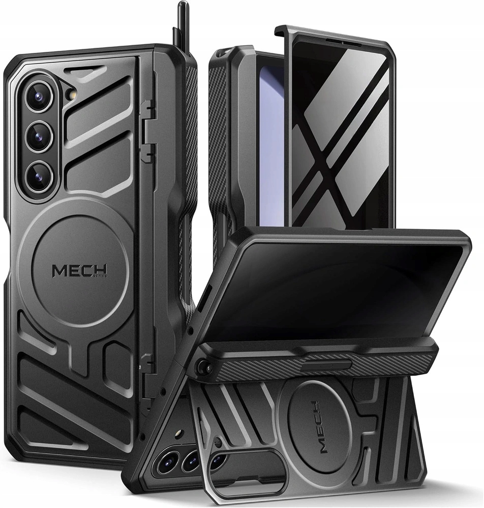 Pancierové puzdro pre Galaxy Z Fold 5 5G, antispy kryt stojan, magsafe