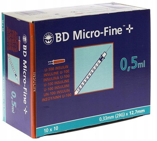 

Bd Micro-Fine U-100 0,5ml 29G 0,33x12,7mm 100szt