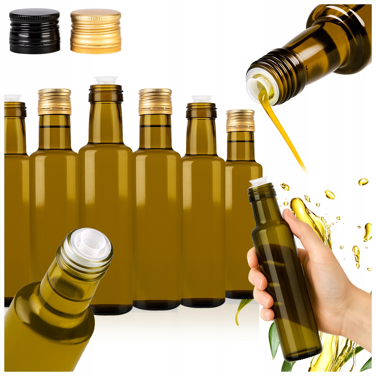 50x Lahvičky S Dávkovačem Na Olej Ocet Olej Víno Dorica 250ML Tmavé Sklo