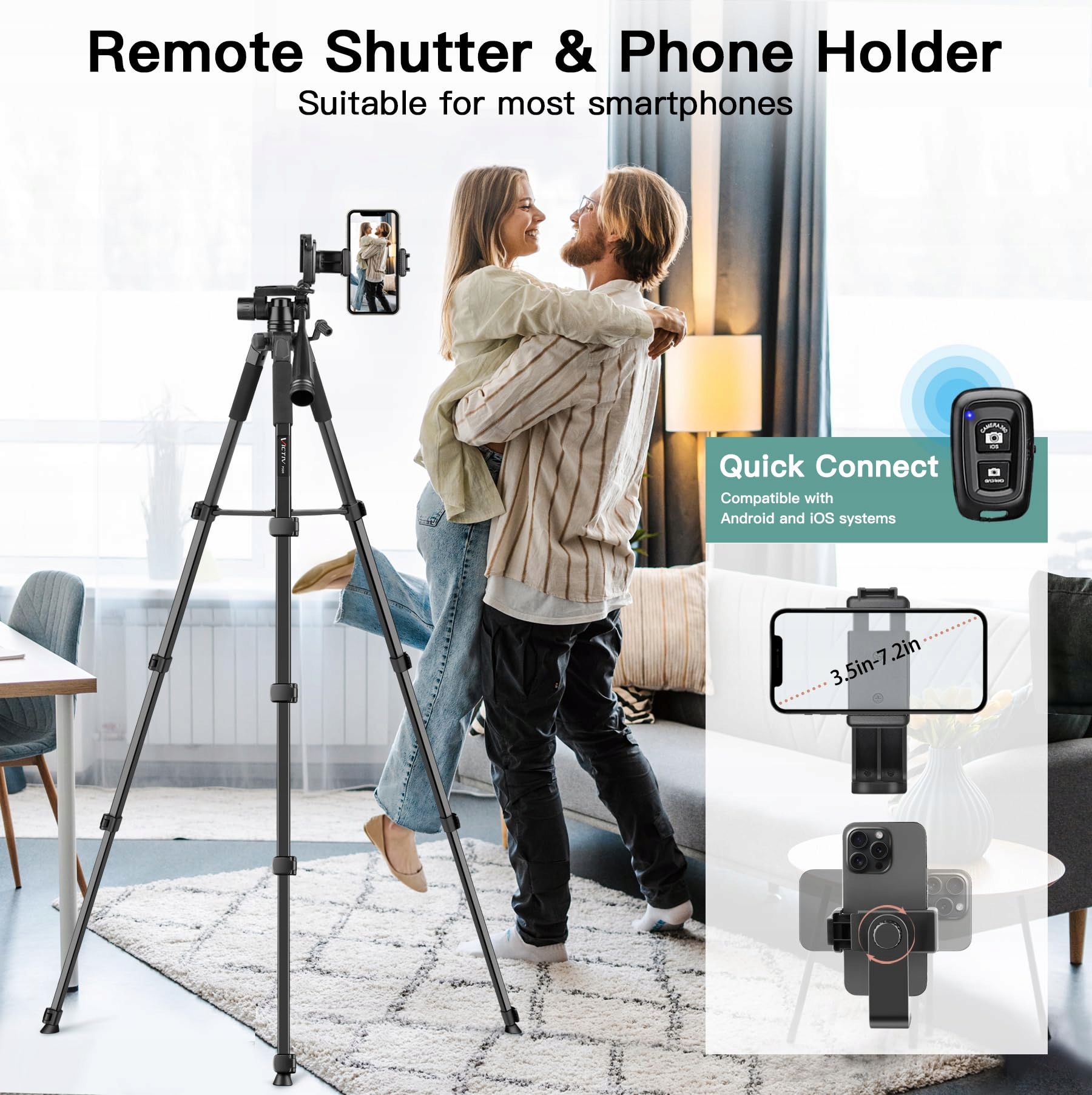 VICTIV 2025 Ulepszony Statyw Kamera 172cm Aluminiowy Statyw DSLR iPhone — miniatura 5