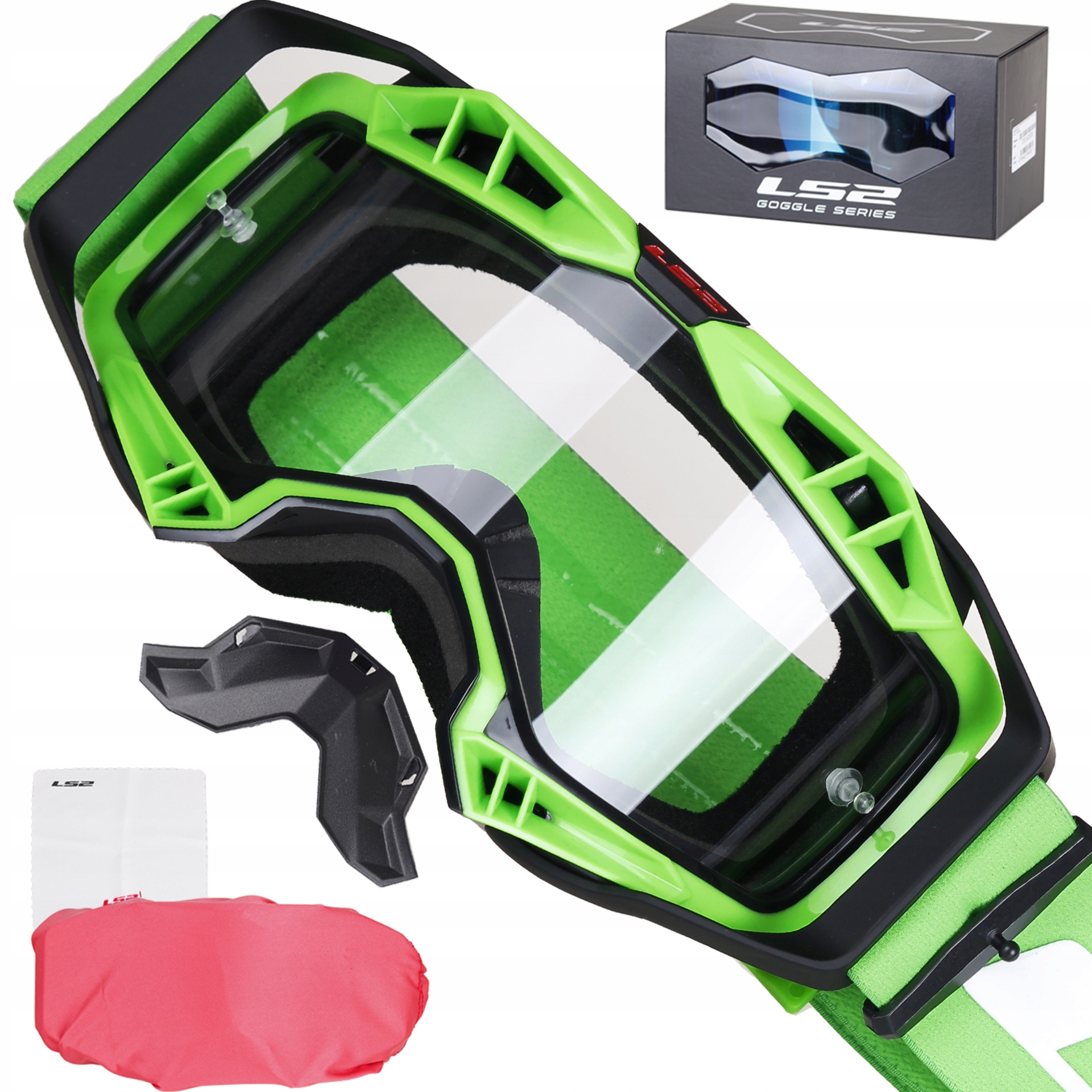 LS2 AURA GREEN gogle cross enduro - PINLOCK READY