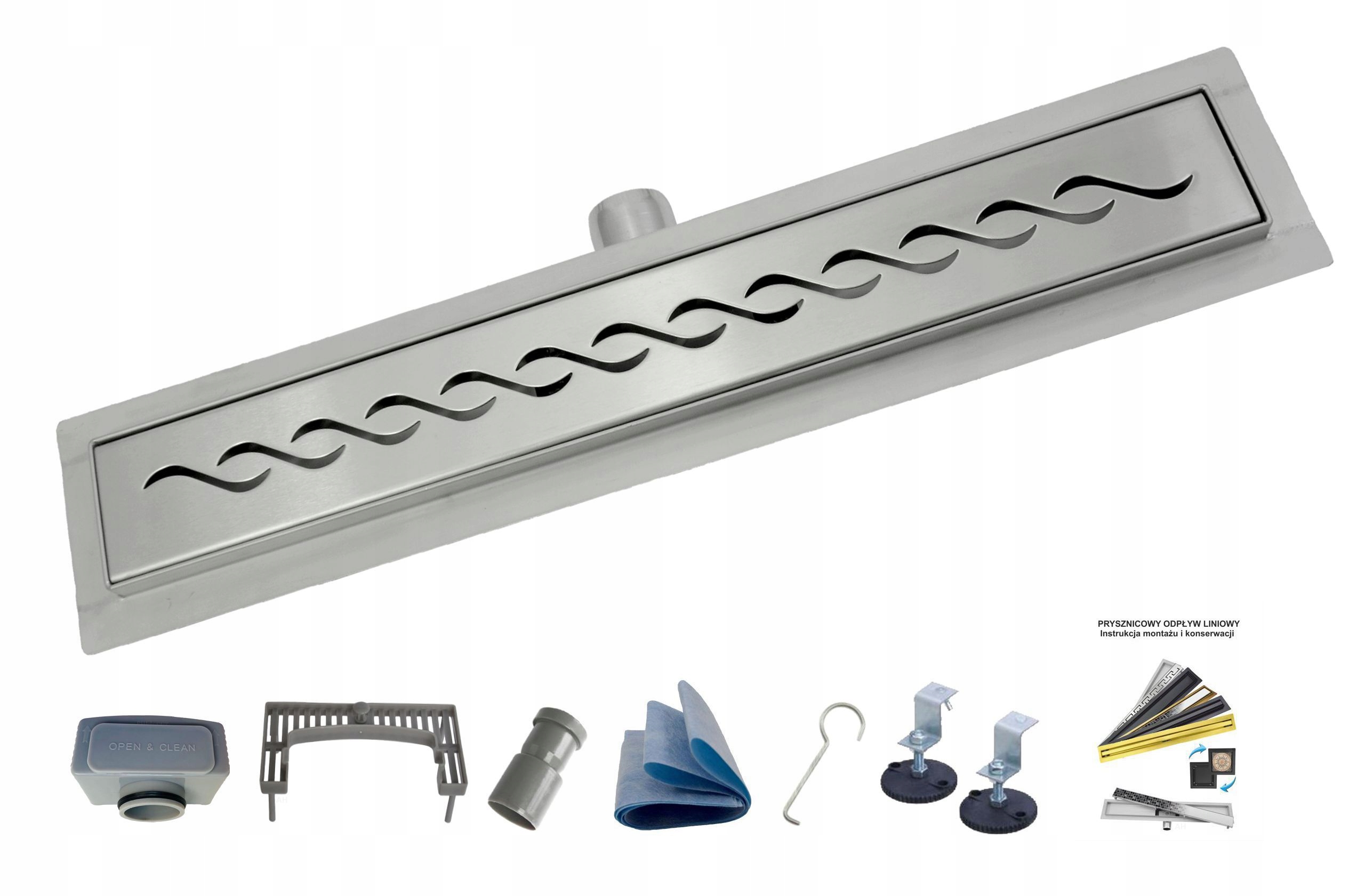 X-home Lineární Odtok 60 cm Fala Wave Nízký Sifon 54 mm