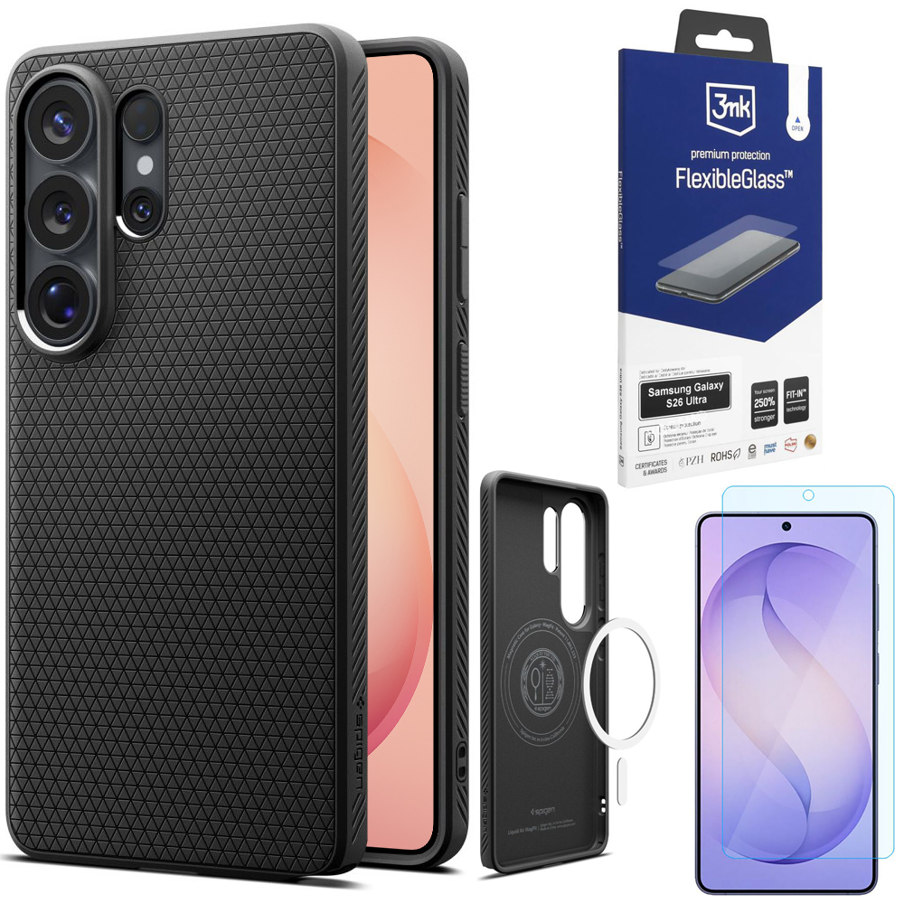 Pouzdro Spigen Liquid Air Case MagSafe Sklo 3mk pro Samsung Galaxy S26 Ultra