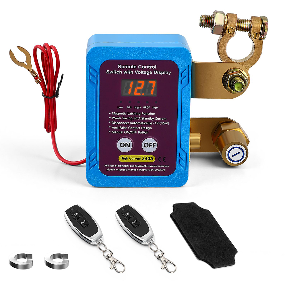 Dálkový Automatický Vypínač Odpojovač Baterie 12V 240A 2X Dálkové Ovládání