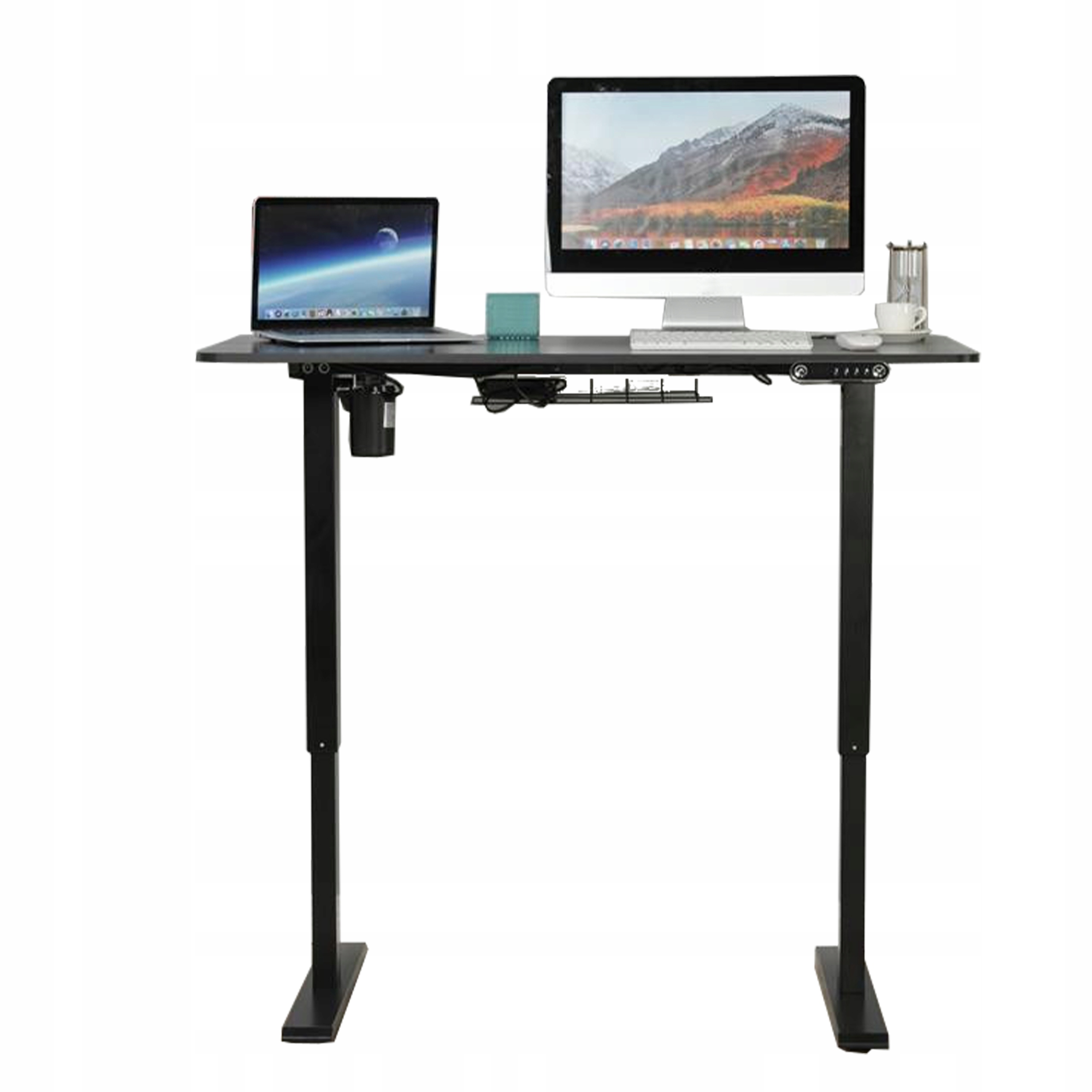 Elektricky Nastaviteľný Zdvíhací Stôl S Jednoduchou Čiernou Mdf Doskou Do 80 Kg