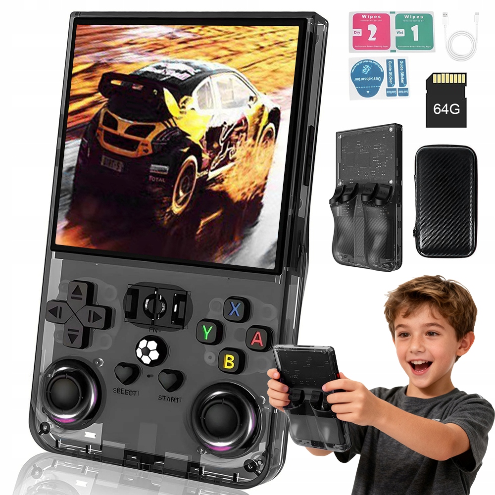 Konsole Do Gier Retro Mini Przenośna Z Ekranem Ips 3,5 Cala 18000 Gier 64GB